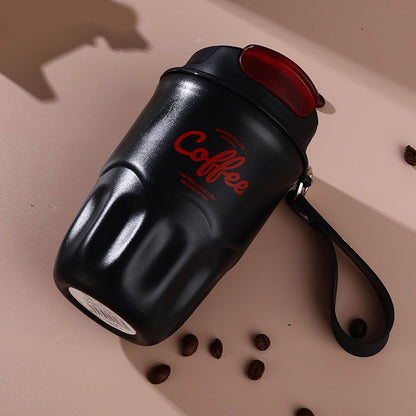 Vacuum Flask, Insulated Coffee Tumbler, Travel Coffee Mug, Stainless Steel Water Bottle with Sip Lid Carry Strap and Optional Temperature Display for Office Car Commutes 9x15cm 1Piece