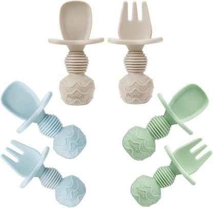 8PCS Baby Feeding Set & 6 Pack Silicone Baby Spoons and Fork Feeding Set