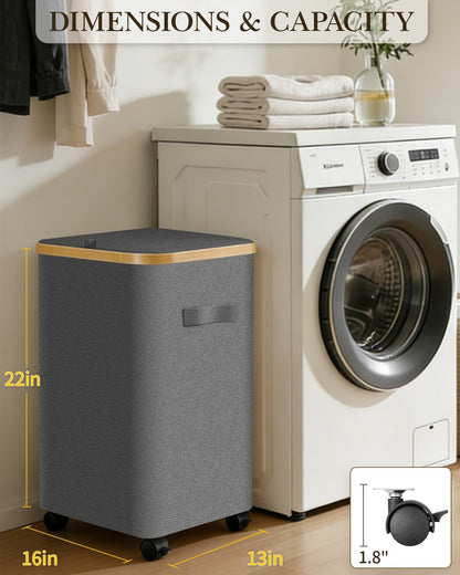Laundry Hamper with Wheels, 75L Rolling Laundry Basket, Removable Inner Bag
