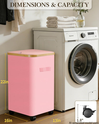 Laundry Hamper with Wheels, 75L Rolling Laundry Basket, Removable Inner Bag