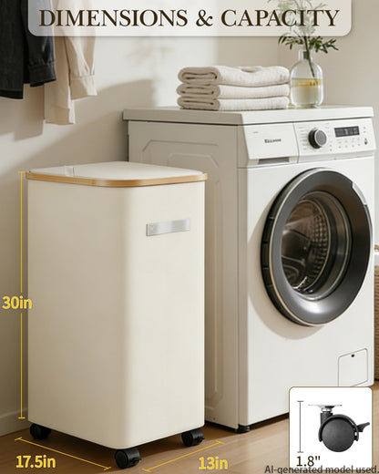 Laundry Hamper with Wheels, 75L Rolling Laundry Basket, Removable Inner Bag