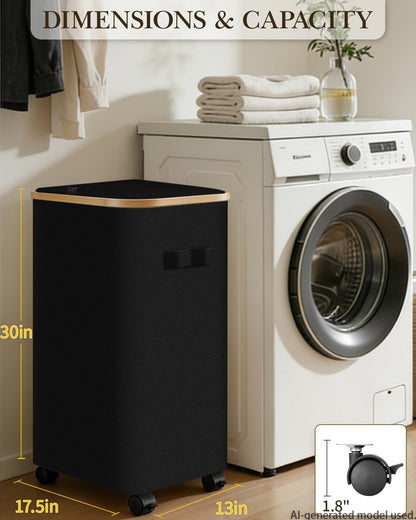 Laundry Hamper with Wheels, 75L Rolling Laundry Basket, Removable Inner Bag