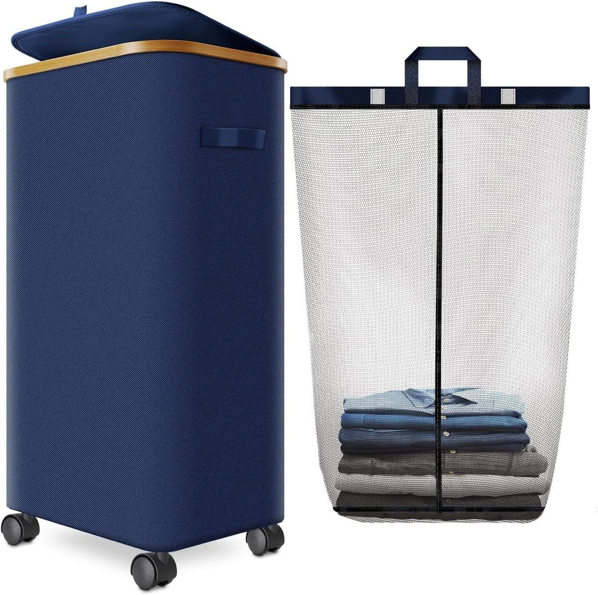 Laundry Hamper with Wheels, 75L Rolling Laundry Basket, Removable Inner Bag
