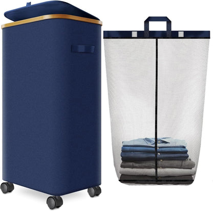 Laundry Hamper with Wheels, 75L Rolling Laundry Basket, Removable Inner Bag