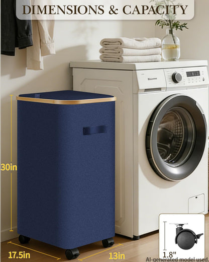 Laundry Hamper with Wheels, 75L Rolling Laundry Basket, Removable Inner Bag
