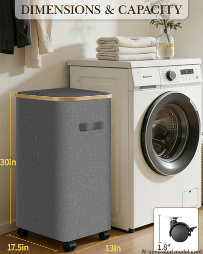 Laundry Hamper with Wheels, 75L Rolling Laundry Basket, Removable Inner Bag