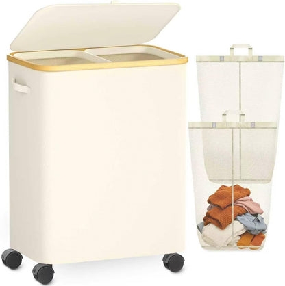 Laundry Hamper with Wheels, 75L Rolling Laundry Basket, Removable Inner Bag
