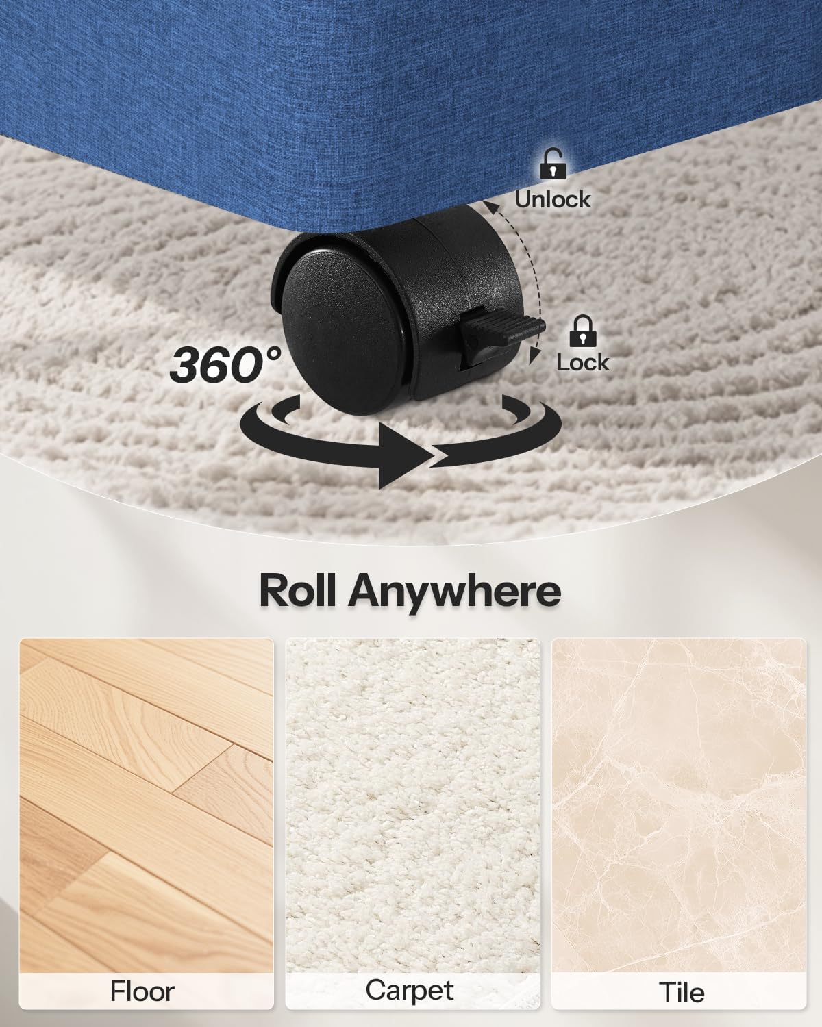 Laundry Hamper with Wheels, 75L Rolling Laundry Basket, Removable Inner Bag