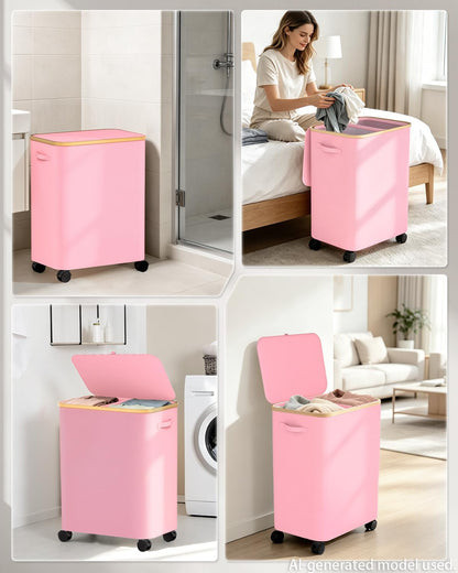 Laundry Hamper with Wheels, 75L Rolling Laundry Basket, Removable Inner Bag