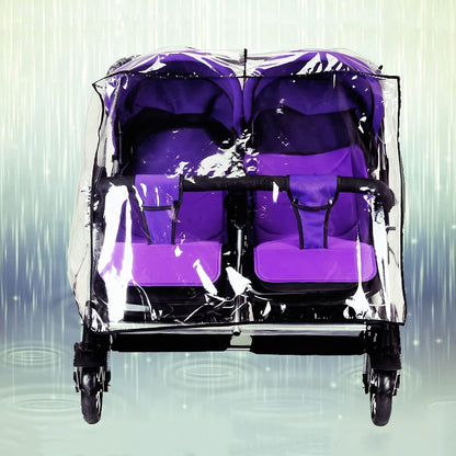 Twins Baby Pushchair Rain Cover Universal Waterproof Stroller Rainy Weather Guard Side by Side Double Carriage Outdoor Wind Dust Snow Protection Breathable Shield Windproof Accessories