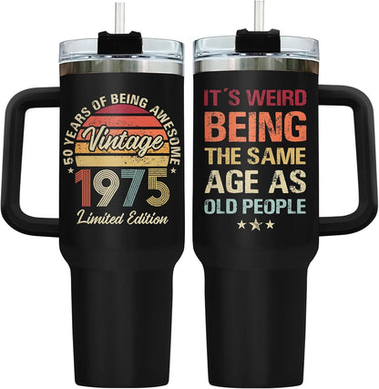 Dad Dadman Funny 40 oz Tumbler with Handle, Funny Dad Gift | Gift for Dad Tumbler 40oz, Cool Dadman Travel Mug, Funny Superhero Birthday from Daughter Son - Colors A