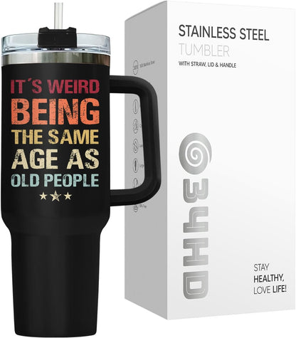 Dad Dadman Funny 40 oz Tumbler with Handle, Funny Dad Gift | Gift for Dad Tumbler 40oz, Cool Dadman Travel Mug, Funny Superhero Birthday from Daughter Son - Colors A