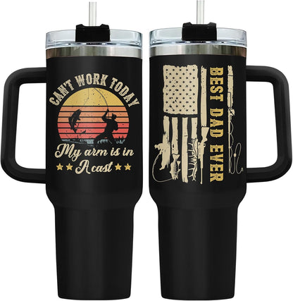 Dad Dadman Funny 40 oz Tumbler with Handle, Funny Dad Gift | Gift for Dad Tumbler 40oz, Cool Dadman Travel Mug, Funny Superhero Birthday from Daughter Son - Colors A