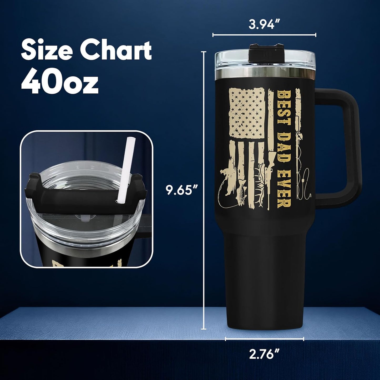 Dad Dadman Funny 40 oz Tumbler with Handle, Funny Dad Gift | Gift for Dad Tumbler 40oz, Cool Dadman Travel Mug, Funny Superhero Birthday from Daughter Son - Colors A