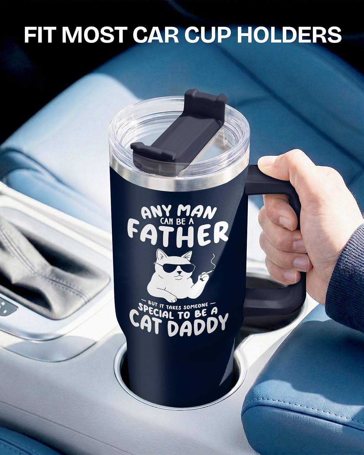 Dad Dadman Funny 40 oz Tumbler with Handle, Funny Dad Gift | Gift for Dad Tumbler 40oz, Cool Dadman Travel Mug, Funny Superhero Birthday from Daughter Son - Colors A