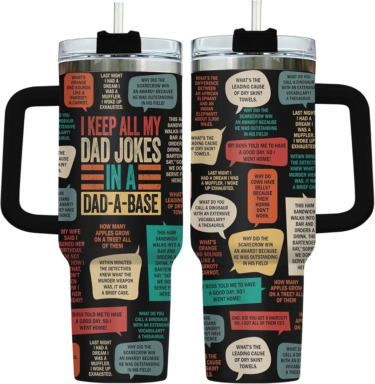 Dad Dadman Funny 40 oz Tumbler with Handle, Funny Dad Gift | Gift for Dad Tumbler 40oz, Cool Dadman Travel Mug, Funny Superhero Birthday from Daughter Son - Colors A