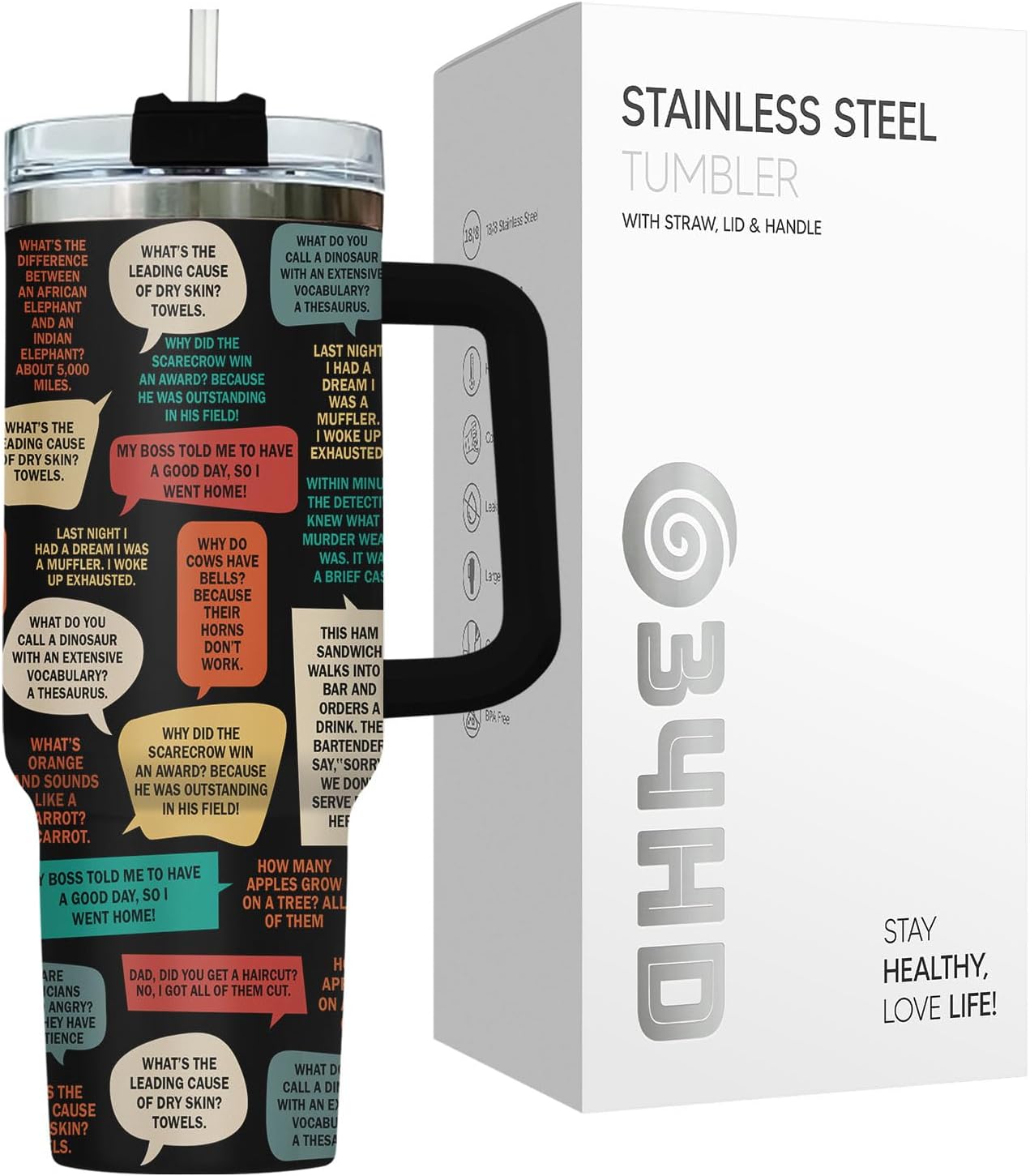 Dad Dadman Funny 40 oz Tumbler with Handle, Funny Dad Gift | Gift for Dad Tumbler 40oz, Cool Dadman Travel Mug, Funny Superhero Birthday from Daughter Son - Colors A