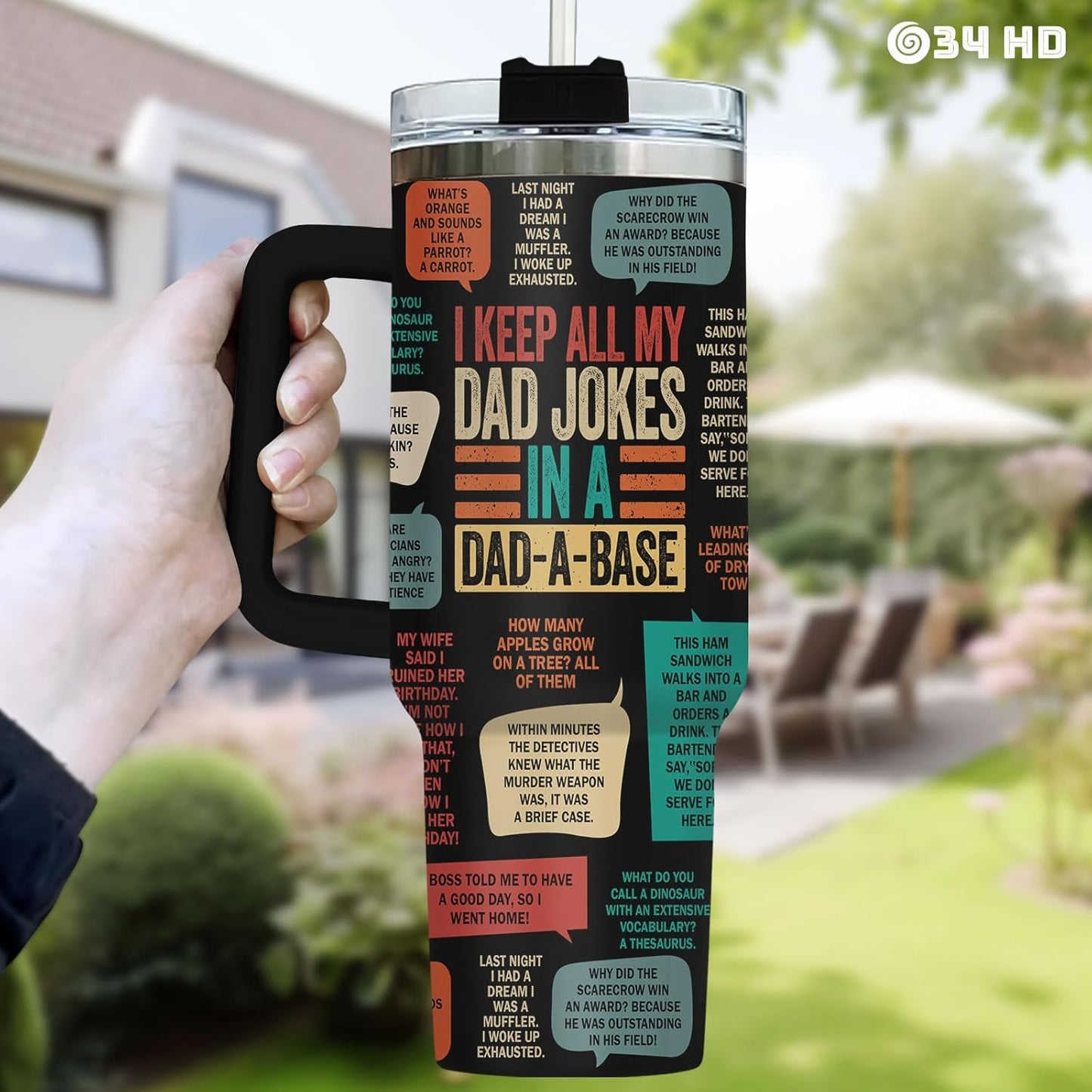 Dad Dadman Funny 40 oz Tumbler with Handle, Funny Dad Gift | Gift for Dad Tumbler 40oz, Cool Dadman Travel Mug, Funny Superhero Birthday from Daughter Son - Colors A