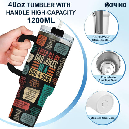 Dad Dadman Funny 40 oz Tumbler with Handle, Funny Dad Gift | Gift for Dad Tumbler 40oz, Cool Dadman Travel Mug, Funny Superhero Birthday from Daughter Son - Colors A