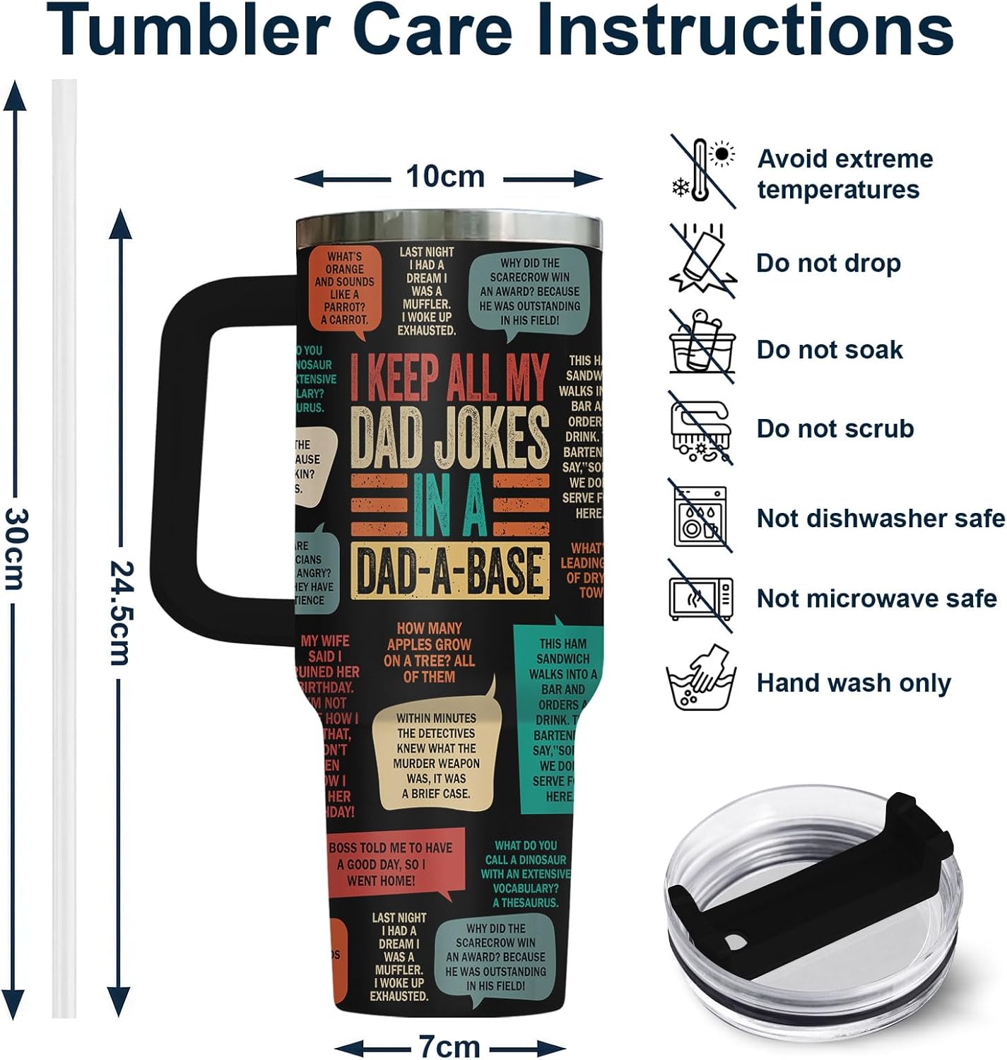 Dad Dadman Funny 40 oz Tumbler with Handle, Funny Dad Gift | Gift for Dad Tumbler 40oz, Cool Dadman Travel Mug, Funny Superhero Birthday from Daughter Son - Colors A