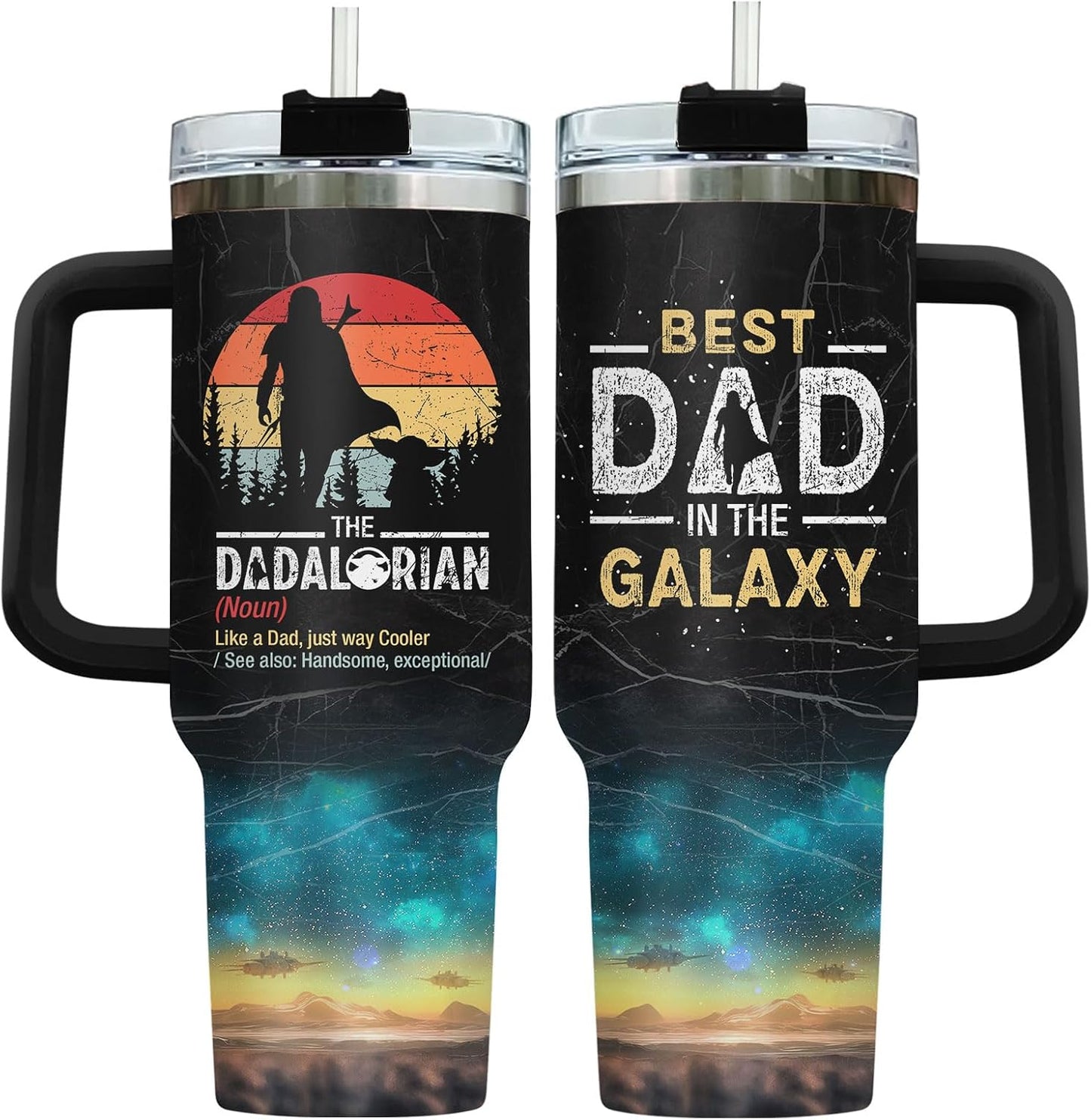 Dad Dadman Funny 40 oz Tumbler with Handle, Funny Dad Gift | Gift for Dad Tumbler 40oz, Cool Dadman Travel Mug, Funny Superhero Birthday from Daughter Son - Colors A