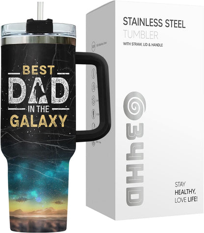 Dad Dadman Funny 40 oz Tumbler with Handle, Funny Dad Gift | Gift for Dad Tumbler 40oz, Cool Dadman Travel Mug, Funny Superhero Birthday from Daughter Son - Colors A