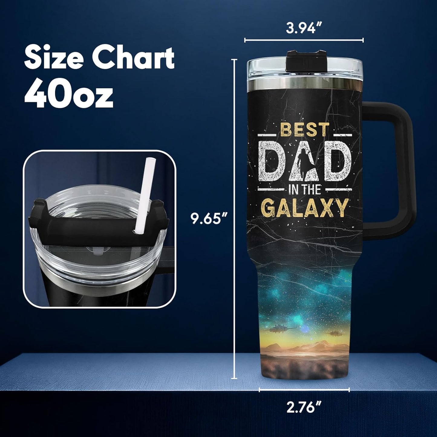 Dad Dadman Funny 40 oz Tumbler with Handle, Funny Dad Gift | Gift for Dad Tumbler 40oz, Cool Dadman Travel Mug, Funny Superhero Birthday from Daughter Son - Colors A