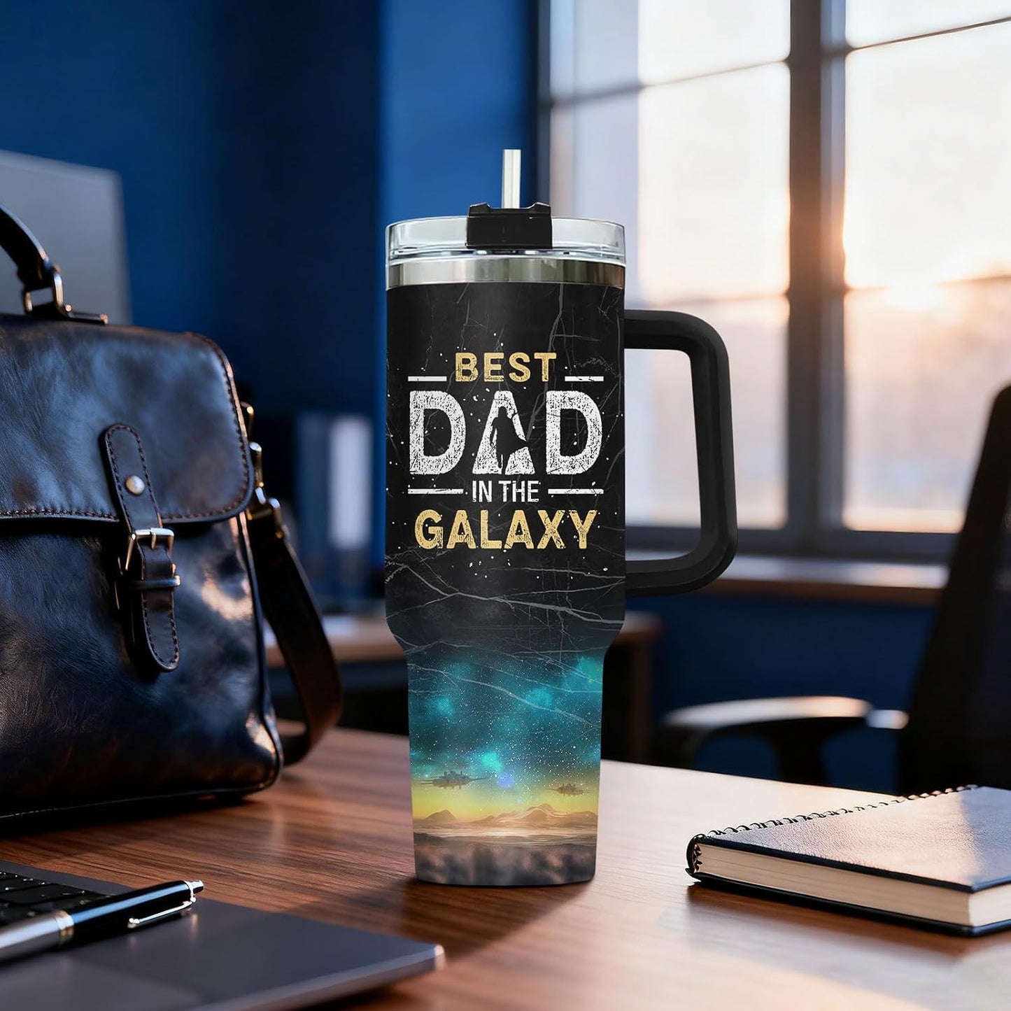 Dad Dadman Funny 40 oz Tumbler with Handle, Funny Dad Gift | Gift for Dad Tumbler 40oz, Cool Dadman Travel Mug, Funny Superhero Birthday from Daughter Son - Colors A