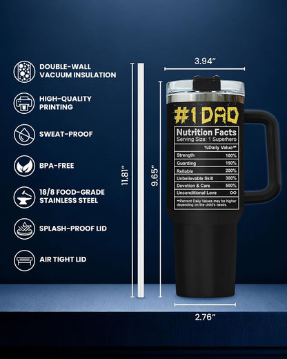 Dad Dadman Funny 40 oz Tumbler with Handle, Funny Dad Gift | Gift for Dad Tumbler 40oz, Cool Dadman Travel Mug, Funny Superhero Birthday from Daughter Son - Colors A