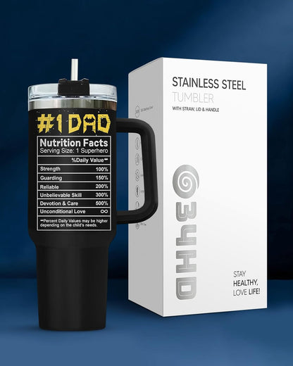 Dad Dadman Funny 40 oz Tumbler with Handle, Funny Dad Gift | Gift for Dad Tumbler 40oz, Cool Dadman Travel Mug, Funny Superhero Birthday from Daughter Son - Colors A