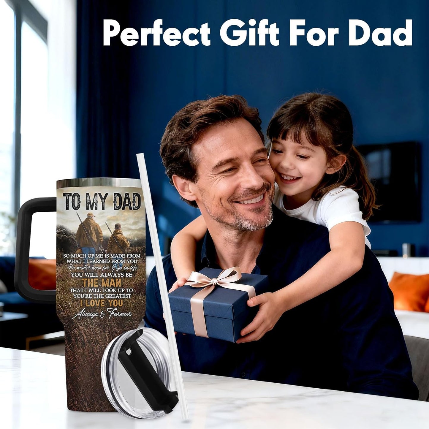 Dad Dadman Funny 40 oz Tumbler with Handle, Funny Dad Gift | Gift for Dad Tumbler 40oz, Cool Dadman Travel Mug, Funny Superhero Birthday from Daughter Son - Colors A