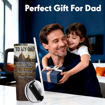 Dad Dadman Funny 40 oz Tumbler with Handle, Funny Dad Gift | Gift for Dad Tumbler 40oz, Cool Dadman Travel Mug, Funny Superhero Birthday from Daughter Son - Colors A