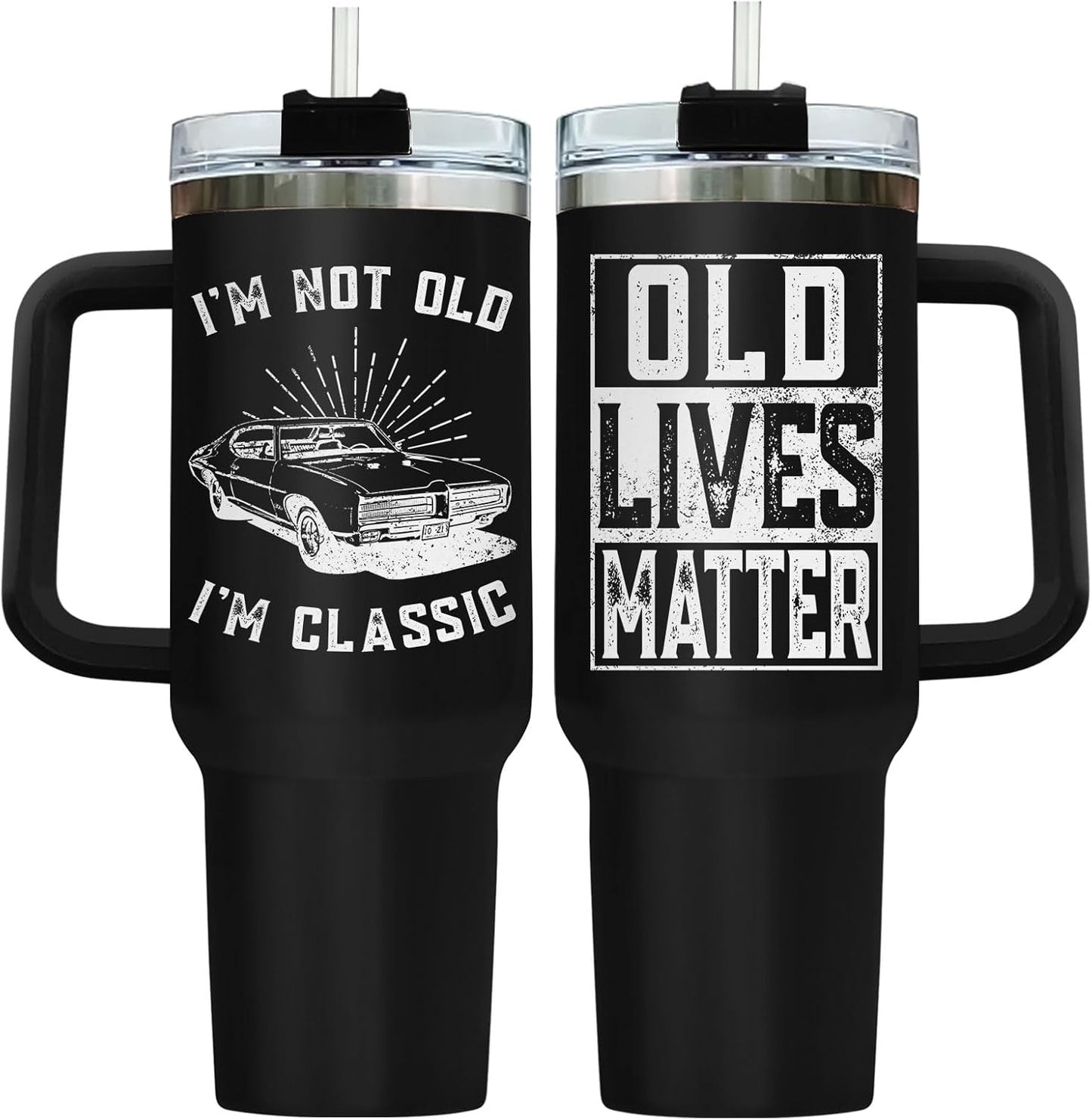 Dad Dadman Funny 40 oz Tumbler with Handle, Funny Dad Gift | Gift for Dad Tumbler 40oz, Cool Dadman Travel Mug, Funny Superhero Birthday from Daughter Son - Colors A