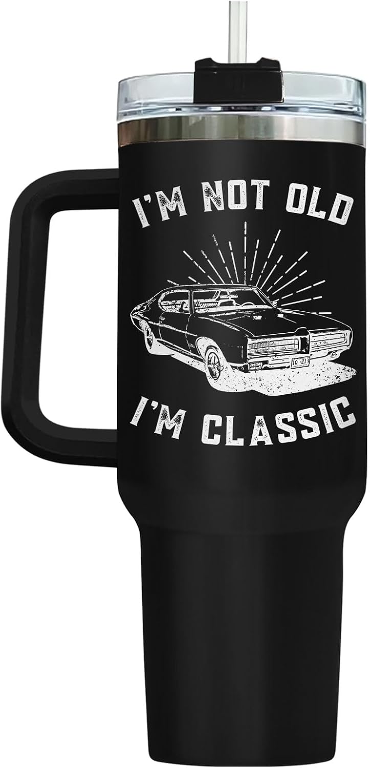 Dad Dadman Funny 40 oz Tumbler with Handle, Funny Dad Gift | Gift for Dad Tumbler 40oz, Cool Dadman Travel Mug, Funny Superhero Birthday from Daughter Son - Colors A