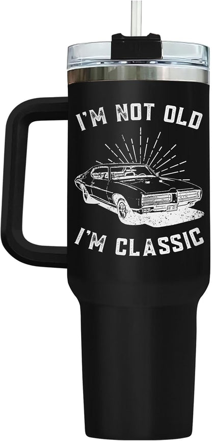 Dad Dadman Funny 40 oz Tumbler with Handle, Funny Dad Gift | Gift for Dad Tumbler 40oz, Cool Dadman Travel Mug, Funny Superhero Birthday from Daughter Son - Colors A