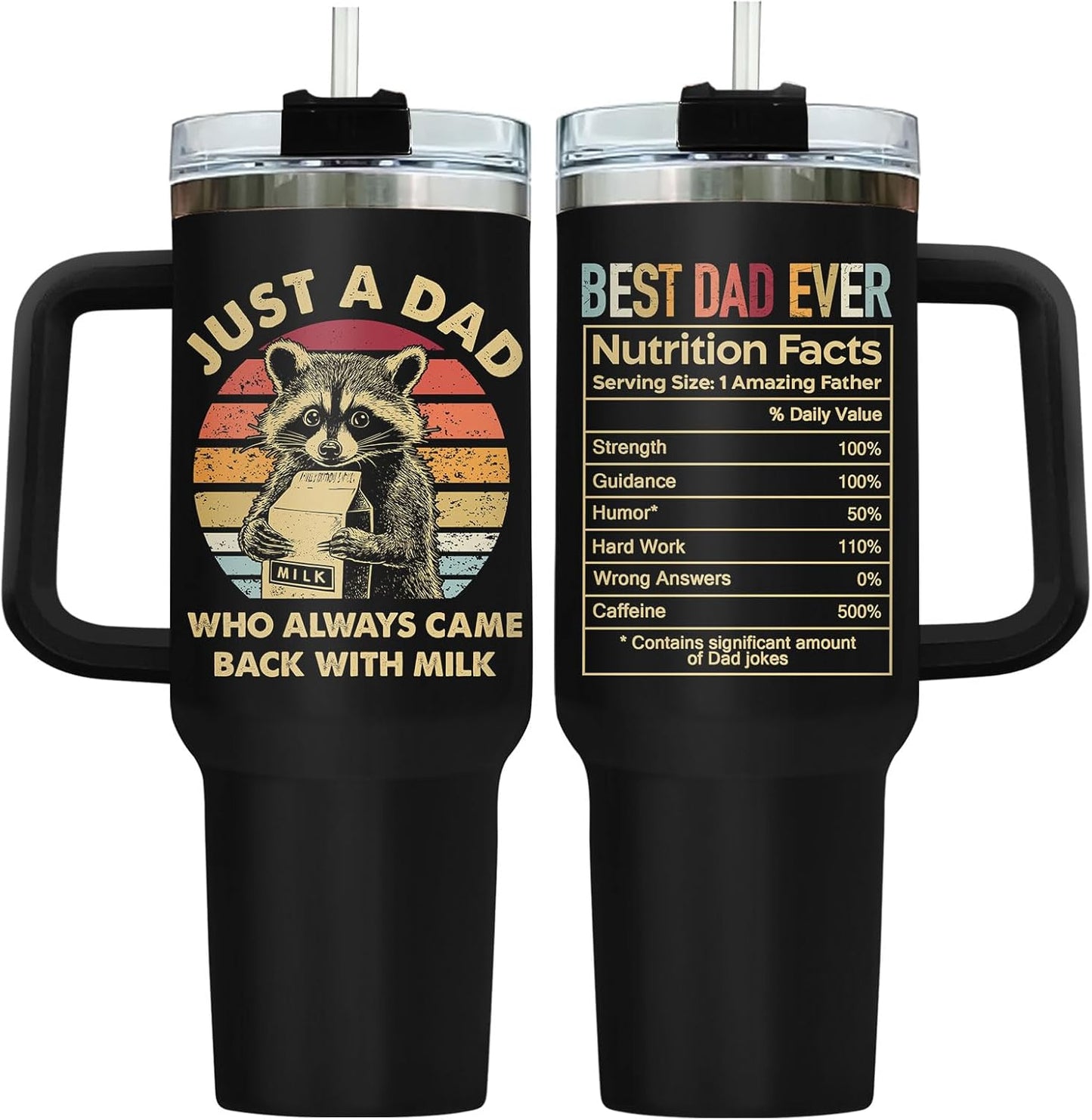 Dad Dadman Funny 40 oz Tumbler with Handle, Funny Dad Gift | Gift for Dad Tumbler 40oz, Cool Dadman Travel Mug, Funny Superhero Birthday from Daughter Son - Colors A