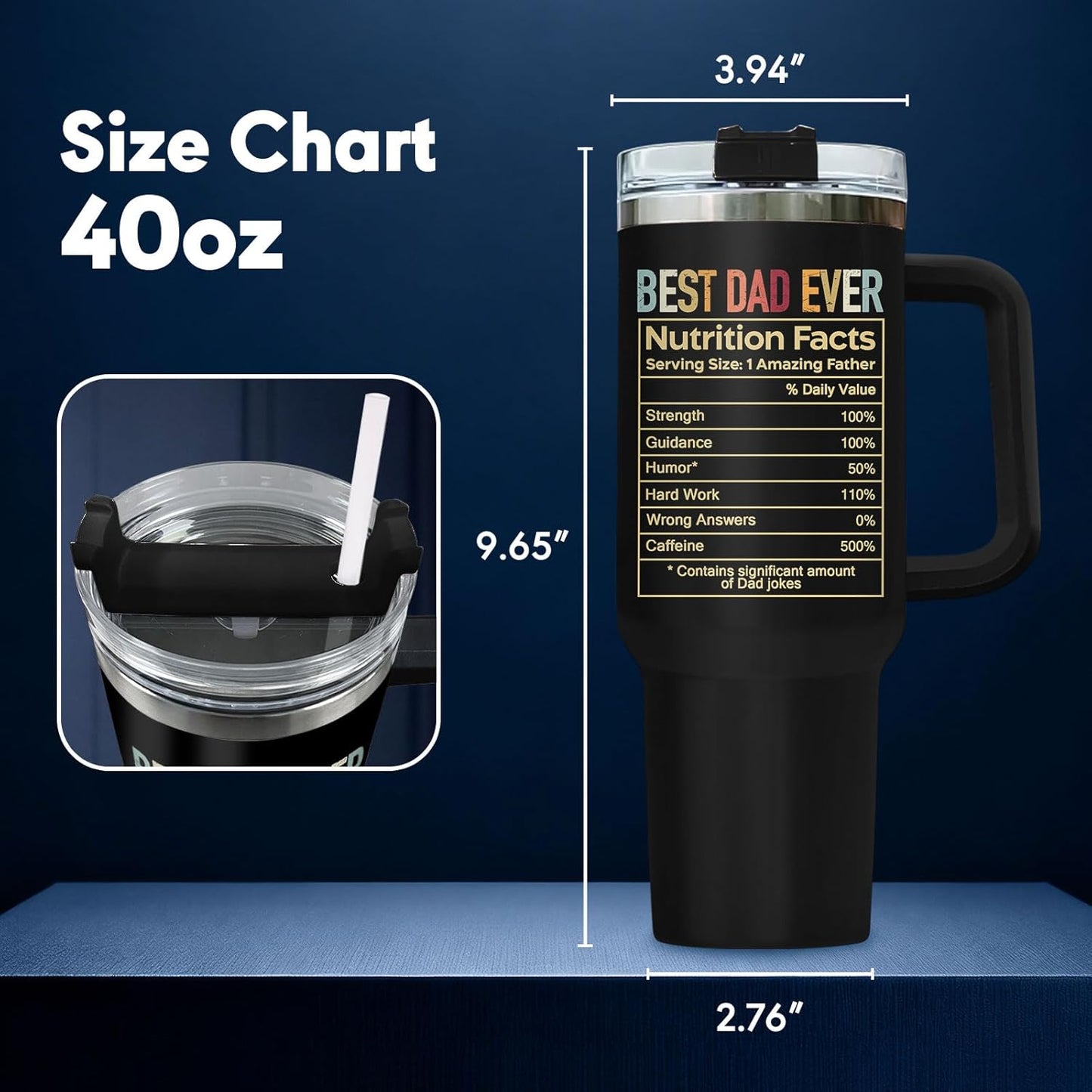 Dad Dadman Funny 40 oz Tumbler with Handle, Funny Dad Gift | Gift for Dad Tumbler 40oz, Cool Dadman Travel Mug, Funny Superhero Birthday from Daughter Son - Colors A