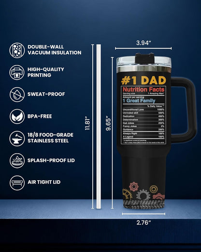 Dad Dadman Funny 40 oz Tumbler with Handle, Funny Dad Gift | Gift for Dad Tumbler 40oz, Cool Dadman Travel Mug, Funny Superhero Birthday from Daughter Son - Colors A