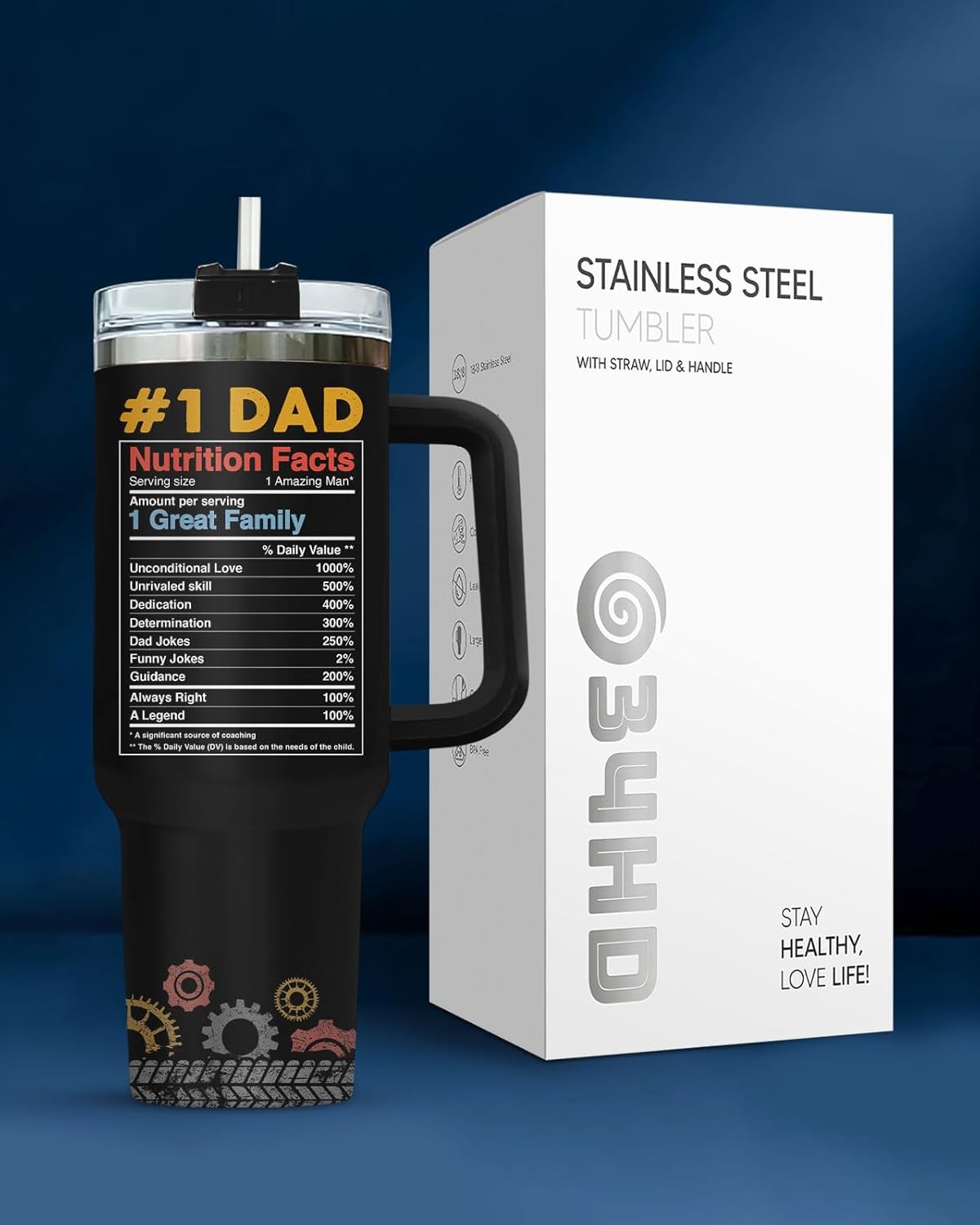 Dad Dadman Funny 40 oz Tumbler with Handle, Funny Dad Gift | Gift for Dad Tumbler 40oz, Cool Dadman Travel Mug, Funny Superhero Birthday from Daughter Son - Colors A