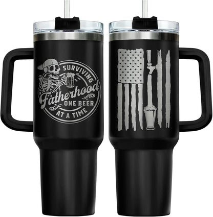 Dad Dadman Funny 40 oz Tumbler with Handle, Funny Dad Gift | Gift for Dad Tumbler 40oz, Cool Dadman Travel Mug, Funny Superhero Birthday from Daughter Son - Colors A