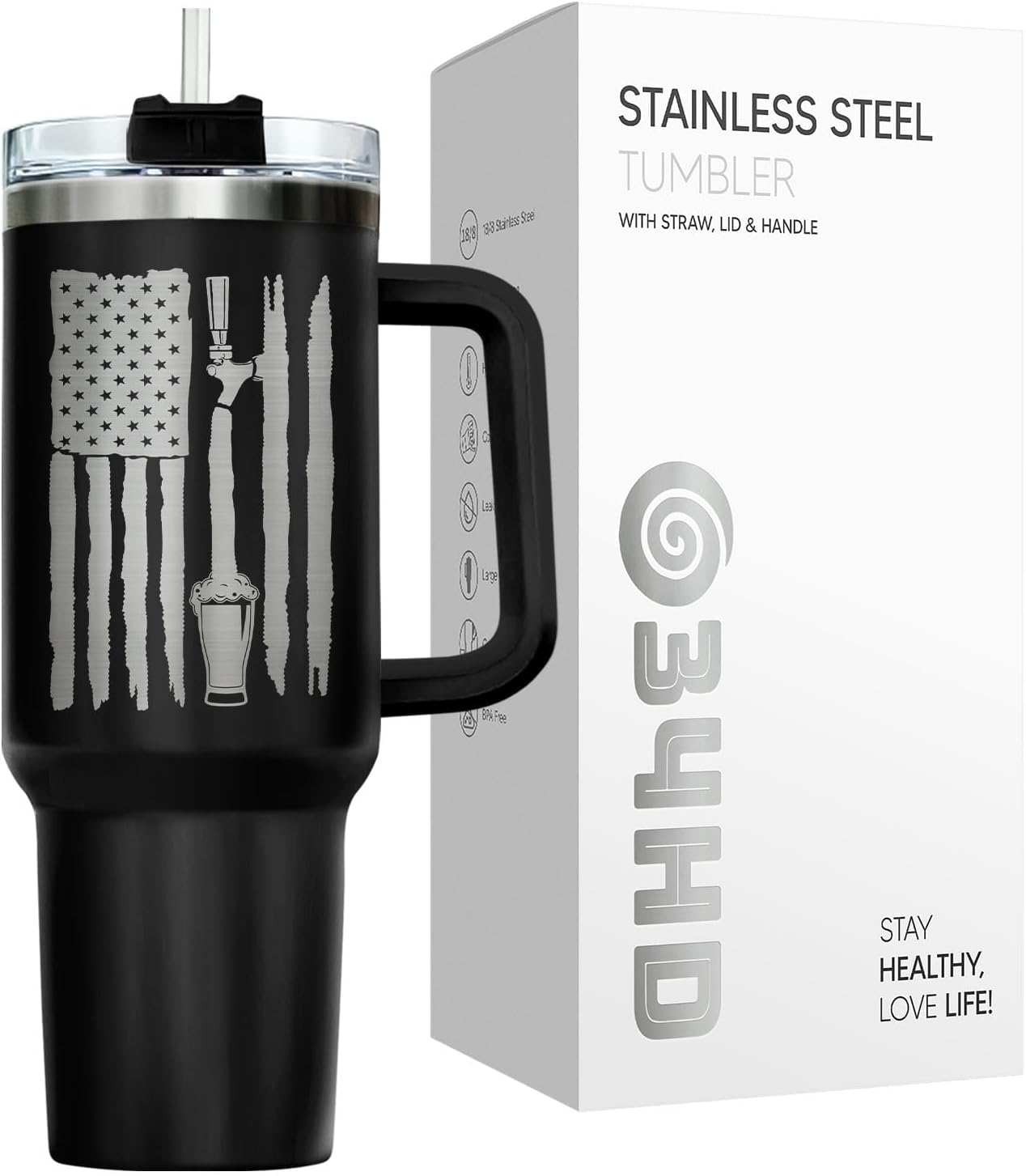 Dad Dadman Funny 40 oz Tumbler with Handle, Funny Dad Gift | Gift for Dad Tumbler 40oz, Cool Dadman Travel Mug, Funny Superhero Birthday from Daughter Son - Colors A