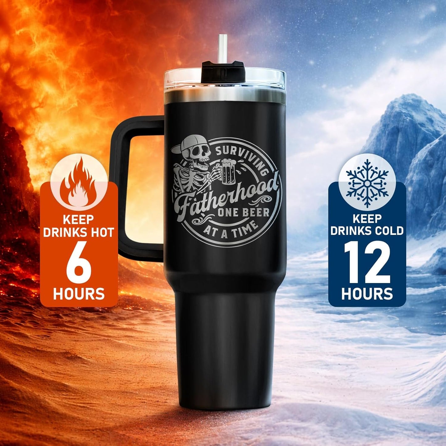 Dad Dadman Funny 40 oz Tumbler with Handle, Funny Dad Gift | Gift for Dad Tumbler 40oz, Cool Dadman Travel Mug, Funny Superhero Birthday from Daughter Son - Colors A