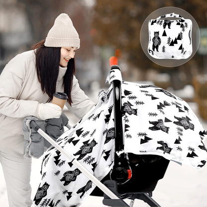 Baby Carseat Seat Cover Girls, Winter Carseat Canopy, Cozy & Warm Cover with Zipper Peep Windows, Infant Minky Carrier Cover, Soft Breathable, Baby Must Have, Retro Flower