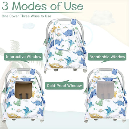 Baby Carseat Seat Cover Girls, Winter Carseat Canopy, Cozy & Warm Cover with Zipper Peep Windows, Infant Minky Carrier Cover, Soft Breathable, Baby Must Have, Retro Flower