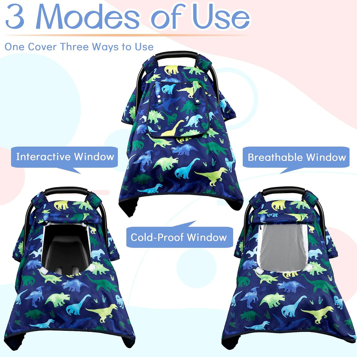 Baby Carseat Seat Cover Girls, Winter Carseat Canopy, Cozy & Warm Cover with Zipper Peep Windows, Infant Minky Carrier Cover, Soft Breathable, Baby Must Have, Retro Flower