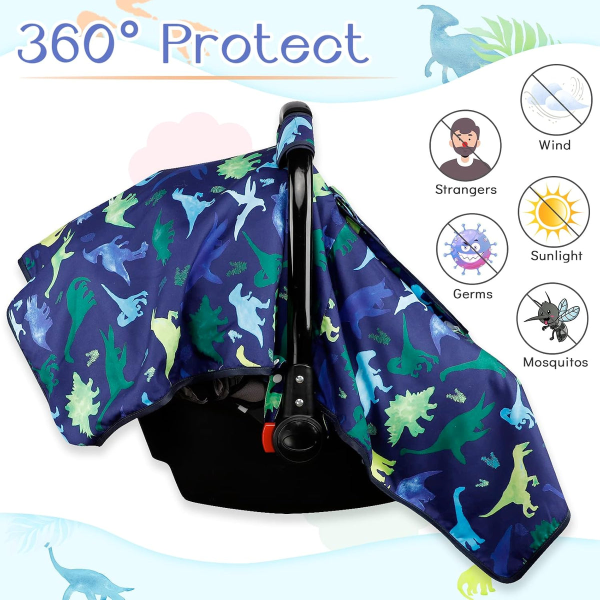 Baby Carseat Seat Cover Girls, Winter Carseat Canopy, Cozy & Warm Cover with Zipper Peep Windows, Infant Minky Carrier Cover, Soft Breathable, Baby Must Have, Retro Flower