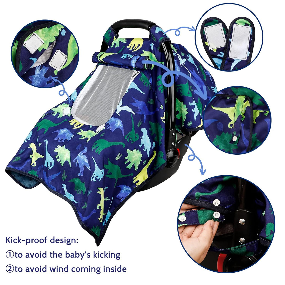 Baby Carseat Seat Cover Girls, Winter Carseat Canopy, Cozy & Warm Cover with Zipper Peep Windows, Infant Minky Carrier Cover, Soft Breathable, Baby Must Have, Retro Flower