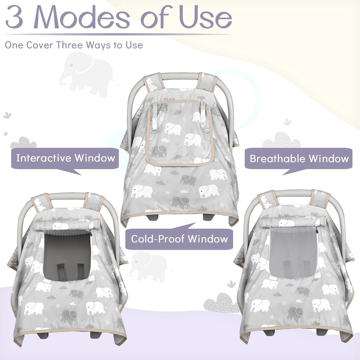 Baby Carseat Seat Cover Girls, Winter Carseat Canopy, Cozy & Warm Cover with Zipper Peep Windows, Infant Minky Carrier Cover, Soft Breathable, Baby Must Have, Retro Flower