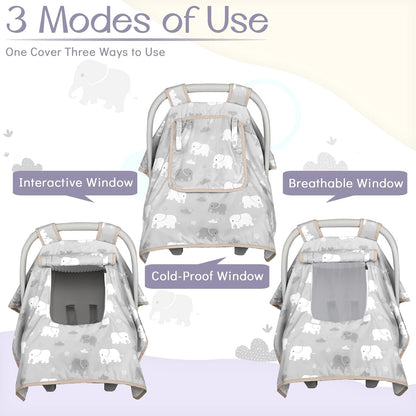 Baby Carseat Seat Cover Girls, Winter Carseat Canopy, Cozy & Warm Cover with Zipper Peep Windows, Infant Minky Carrier Cover, Soft Breathable, Baby Must Have, Retro Flower
