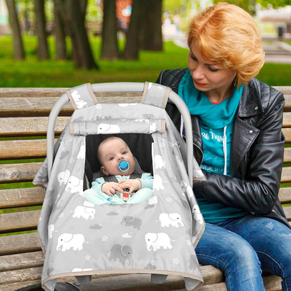 Baby Carseat Seat Cover Girls, Winter Carseat Canopy, Cozy & Warm Cover with Zipper Peep Windows, Infant Minky Carrier Cover, Soft Breathable, Baby Must Have, Retro Flower